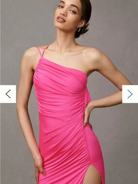One-Shoulder Fuchsia Ruched Dress